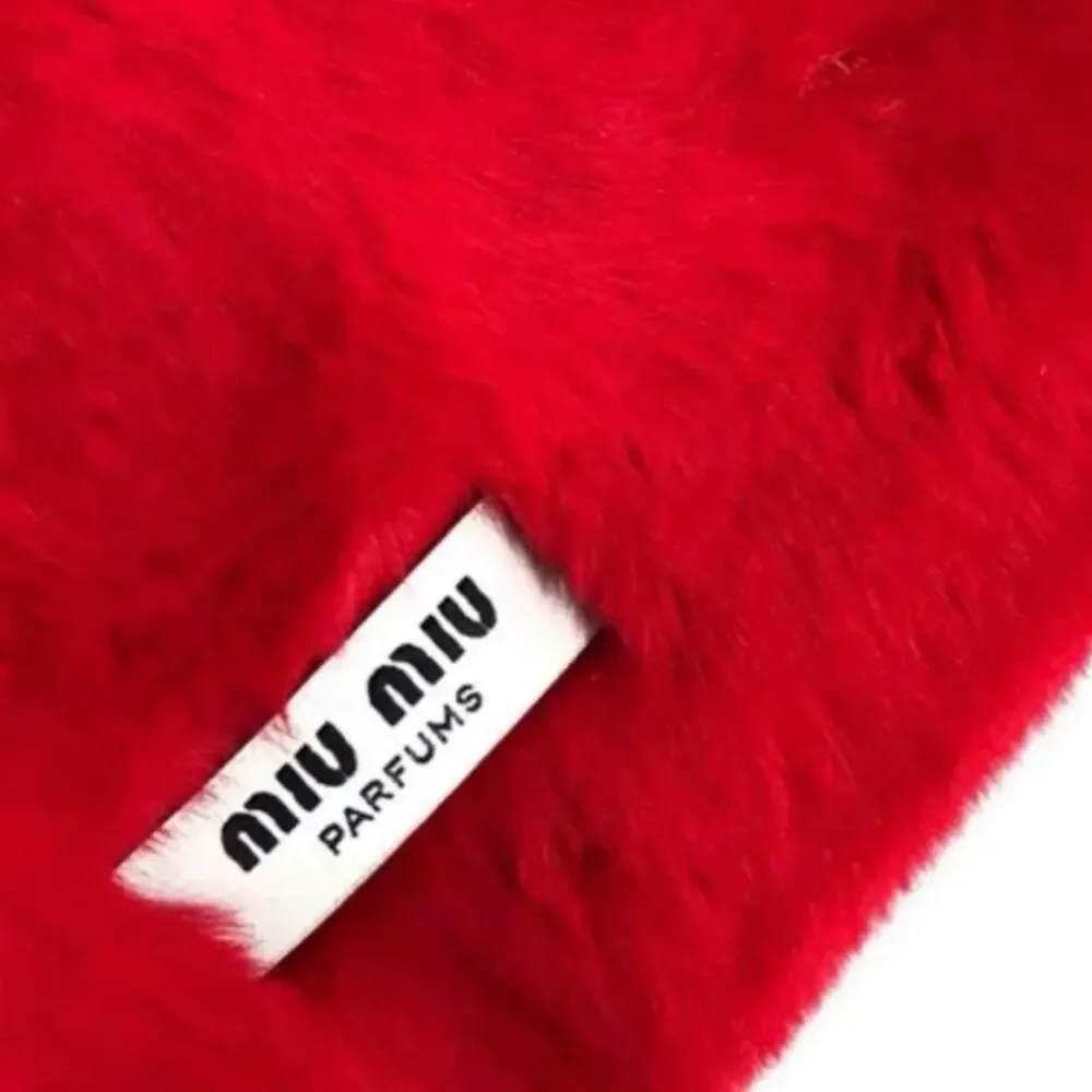 Miu Miu Faux Fur Cosmetics Pouch - Red